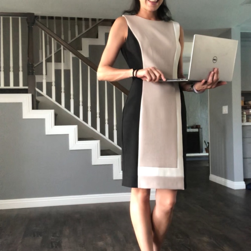 White House Black Market Dress, Black & Tan, Sz 2